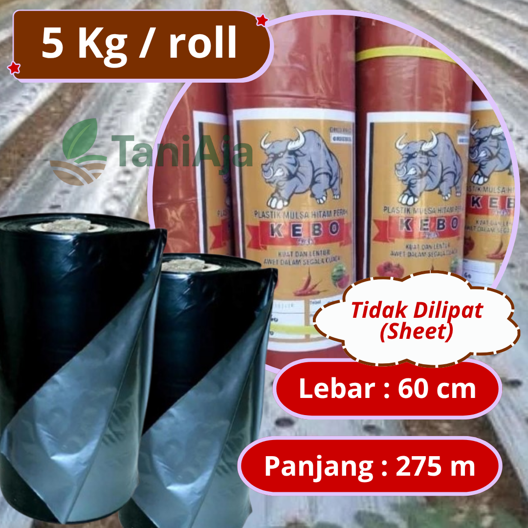 Plastik Mulsa Hitam Perak 5Kg Ukuran 60cm 120cm x 140m